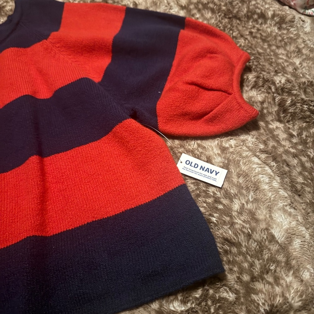 Old Navy Red and Navy Striped Sweater - Picture 3 of 5